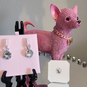 SWAROVSKI CRYSTAL Sparkling Silver Earrings. NIB